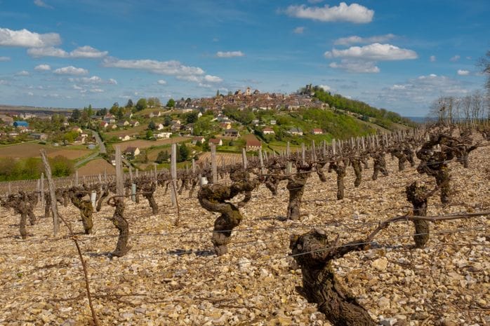 Old village of Sancerre seen from its vineyards