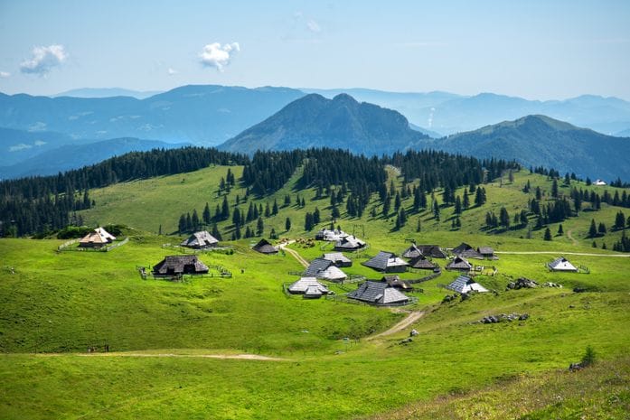 Mountain landscape of Velika Planina, Slovenia.