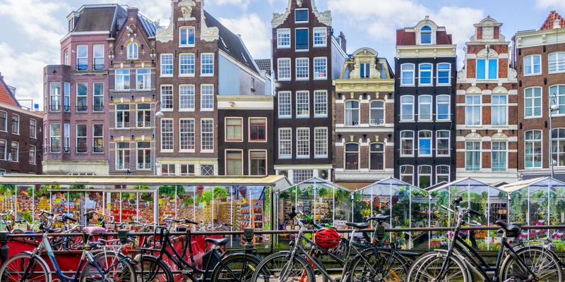 Colourful houses in Amsterdam - capital of the Netherlands