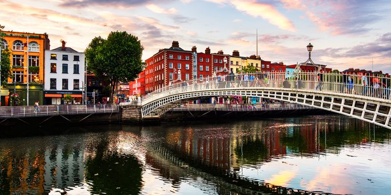 View of the famous Ha'penny Bridge Dublin - capital of Ireland