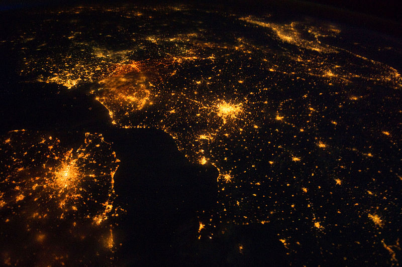 Image of northwestern Europe at night